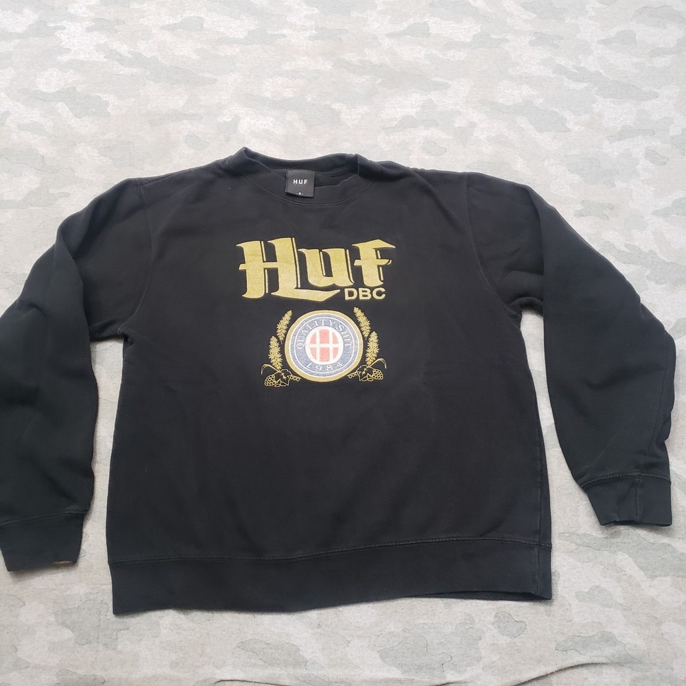 Huf Sweatshirt Womens Small Black Pullover Crew Neck